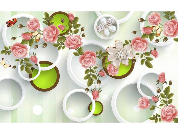 Fototapete PAPERMOON Muster mit Blumen , bunt, B:2,5m L:1,86m, Vlies, Tapeten, Fototapete