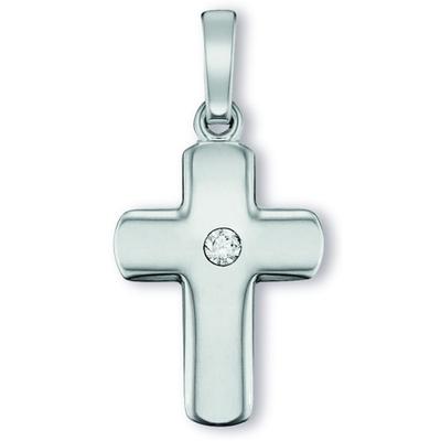 Kreuzkette ONE ELEMENT "Halskette - Kreuzkette mit Zirkonia Kreuz und Anhänger aus 925", silber, Halsketten, Damen, Silber 925 (Sterlingsilber), Kreuzkette, Ausdruck von Individualität – dezent, bedeutungsvoll, nah am Herzen
