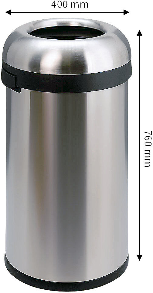 Offener Abfalleimer, Volumen 60 l, HxØ 760 x 400 mm, rund simplehuman