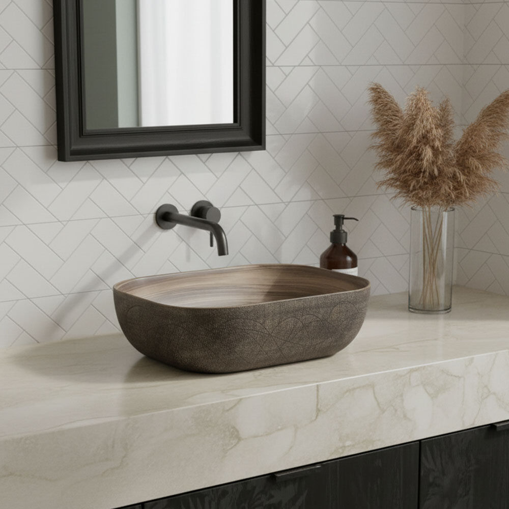Metro Lane 500mm L x 392mm W Wood Grain Ceramic Rectangular Sink Wood Grain 392mm W