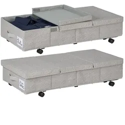 Relaxdays Unterbettkommode mit Rollen 2er Set Grau,Schwarz