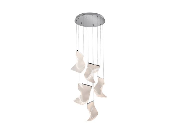 Grosse LED Design Hängelampe „Velos“, Silber Silber, Transparent Schuller