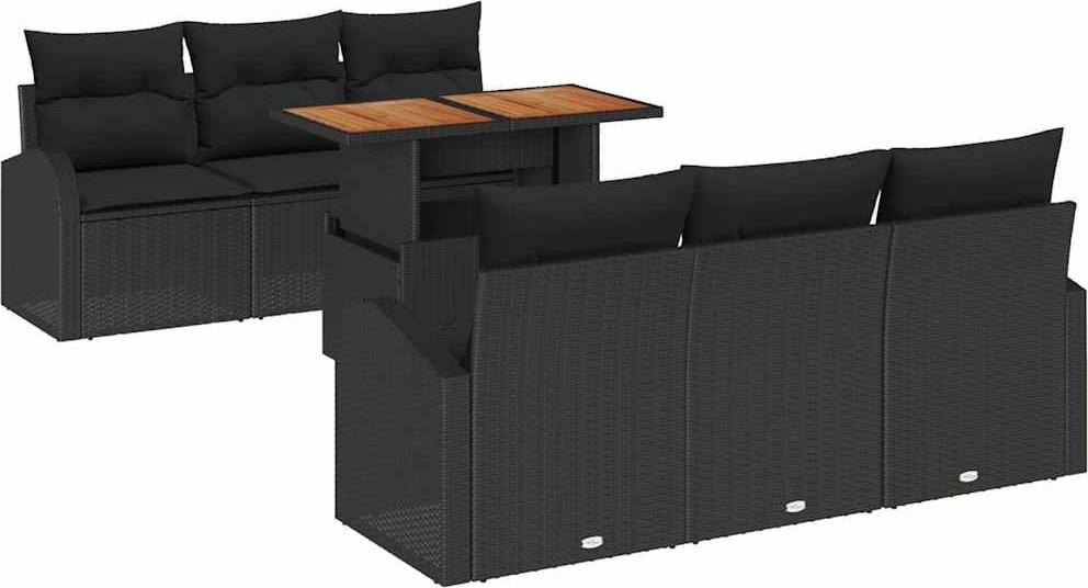 vidaXL Garten-Sofa-Set 7 stk. Schwarz