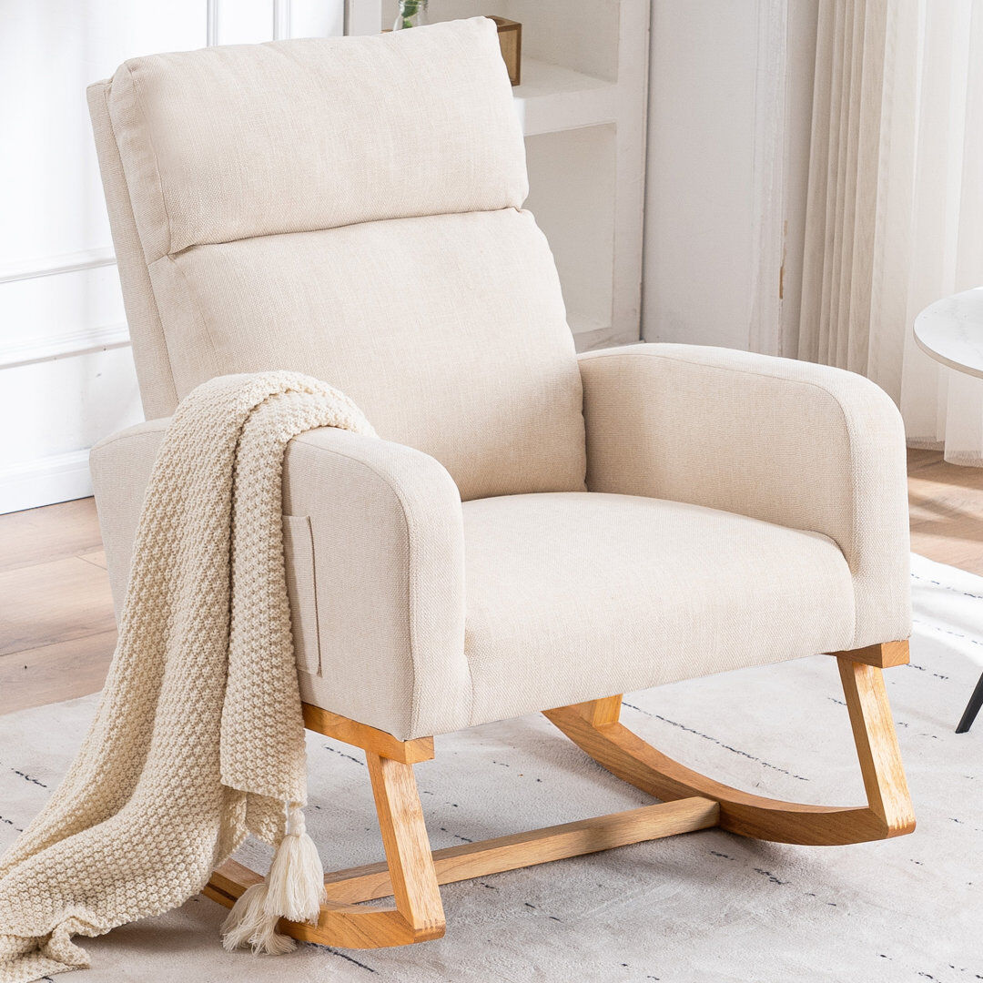 Isabelle & Max Rocking Chair Beige 96cm H X 70cm W X 75cm D