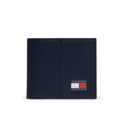 Geldbörse TOMMY JEANS "TJM HERITAGE CC WALLET", Herren, blau (nachtblau), Leder, Lederimitat, Textil, unifarben mit Farbeinsatz, Basic, Kleinlederwaren, Geldbeutel, Portemonnaie, Money Pocket mit Logoemblem