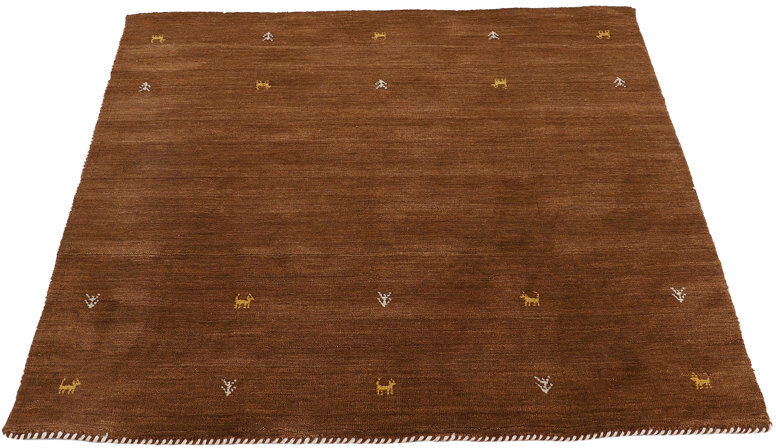 Carpetfine Handwoven Wool Gabbeh Uni Brown Rug Square 150cm