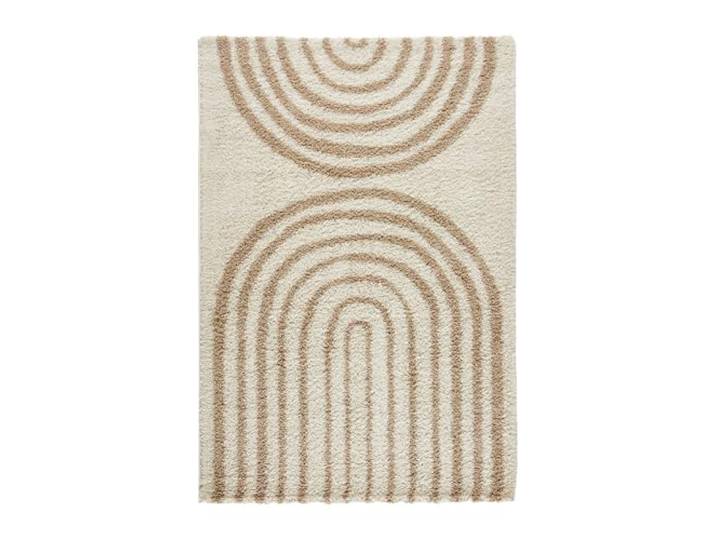 Alice's Garden sweeek - Tapis intérieur Shaggy Chris. Motifs géométriques Arc-en-Ciel. Beige. Poils Longs. 160 x 230 cm