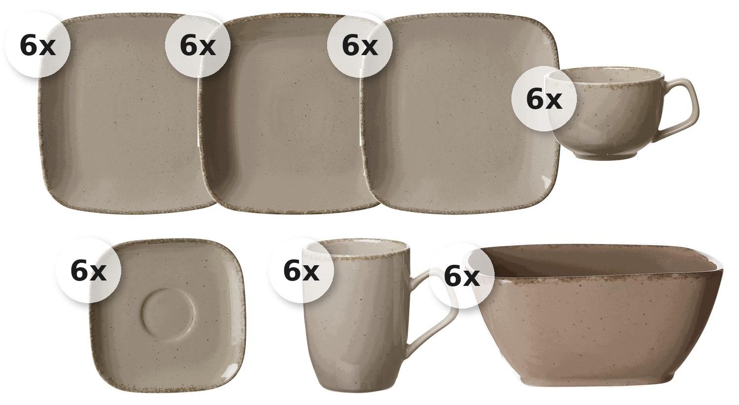 Kaffee- und Tafelservice 42 tlg. Casa grau