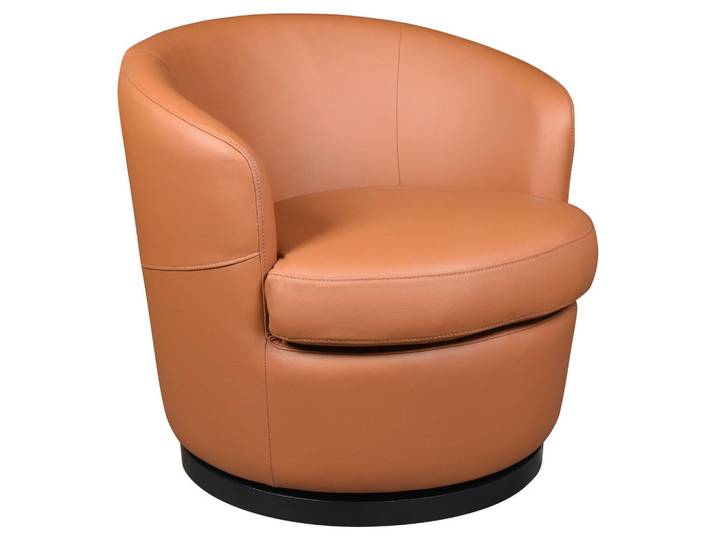 Xora Designsessel Trevisio, Honig, Kunststoff, Echtleder, Rindleder, 76x74x75 cm, Sitzfläche 360° drehbar, Wohnzimmer, Sessel, Sonstige Sessel
