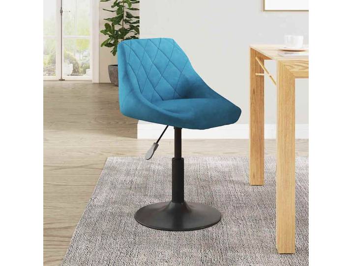 Bleu Chaise de salle à manger Bleu Velours - Chaise de repas H16385