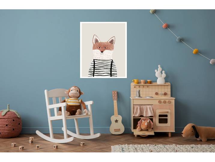 Bild mit Rahmen LÜTTENHÜTT oder Poster, Fuchs , bunt (farbe bild(er): bunt), B:50cm H:70cm T:0,2cm, Papier, Bilder, Bild mit Rahmen, HD Premium Druck