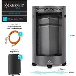 Kesser Gasheizer Keramik Gas Heizer 4200 Watt Heizstrahler + Gasdruckregler, Heizstrahler, Grau