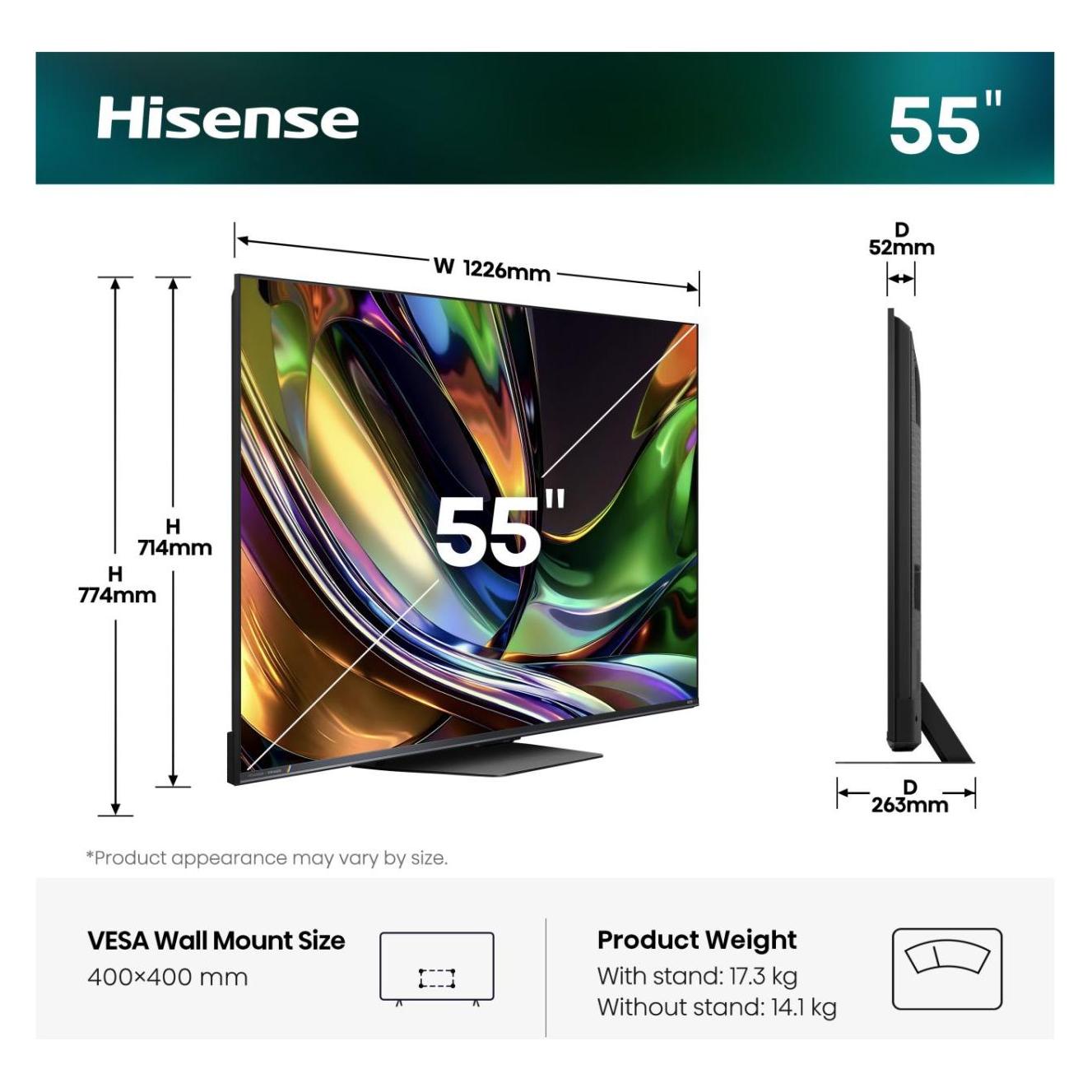 Hisense TV RGB MiniLED 55UR8S Smart TV 4K 180 Hz (55", 4K, DE) (55UR8S)
