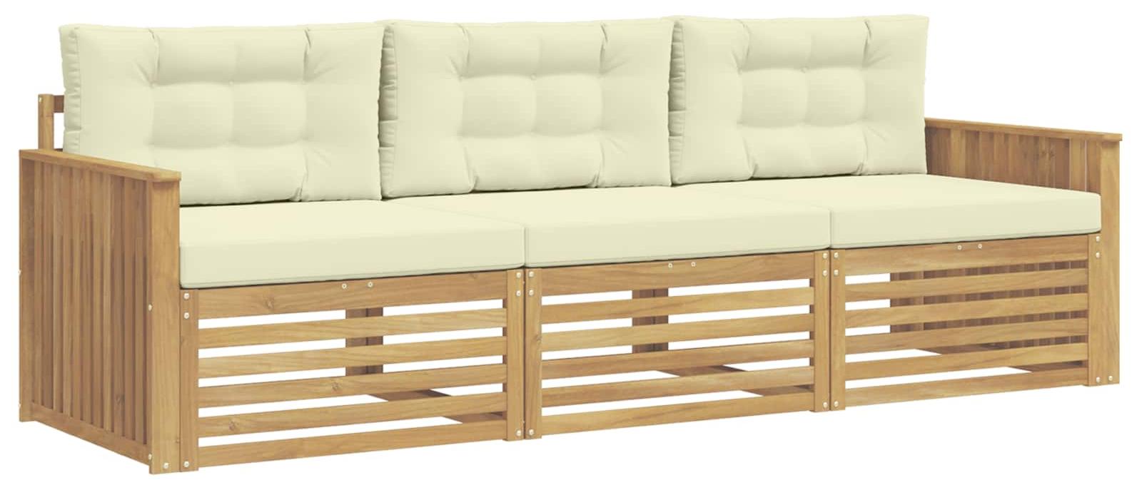 Garnitur aus 3 Outdoor-Sofas, weiß und cremefarben
