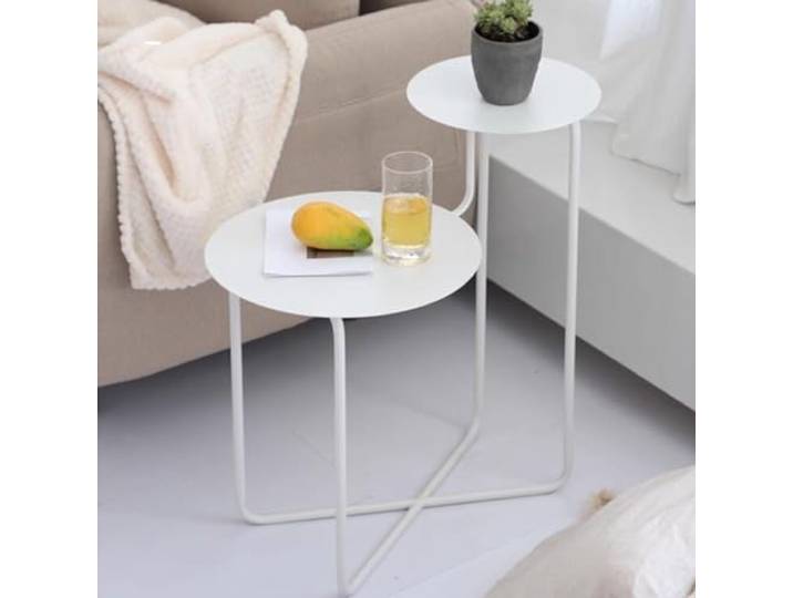 Beistelltisch mit 2 Ebenen, kleiner runder Martini-Tisch(/White,53cm)