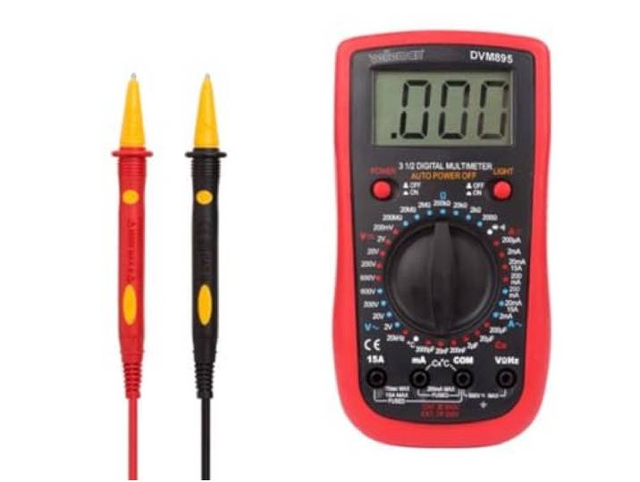 Velleman Digitale multimeter, voor gelijk-/wisselstroom, gelijk-/wisselspanning, weerstand, capaciteit, diodentest, doorgangstest, frequentie, temperatuur, meetpunten