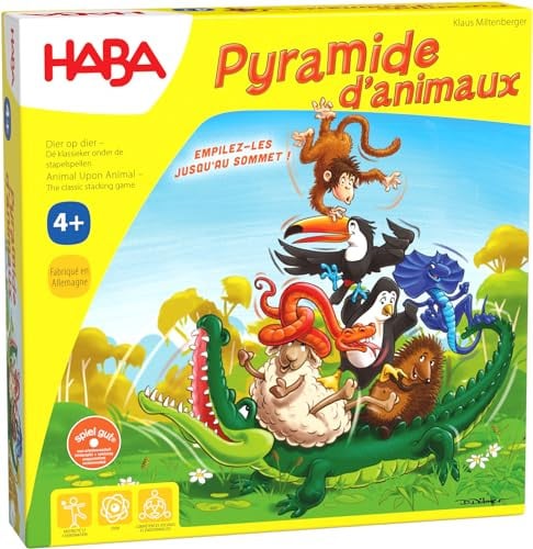 HABA Piramide d'animaux houten stapelspel voor 2-4 spelers vanaf 4 jaar, 3478