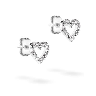 Paar Ohrstecker TAMARIS "Sparkling Hearts, Herzen", silber (edelstahlfarben, kristallweiß, kristallweiß), Ohrringe, Damen, Edelstahl, mit Zirkonia (synth.)
