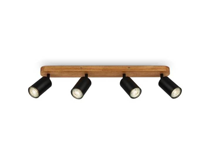 B.K.Licht - Plafonnier orientable\, douille GU10\, max. 9 W\, plafonnier\, lampe\, lampe de salon\, chambre\, cuisine\, spot plafond\, éclairage 55 cm\, noir-bois