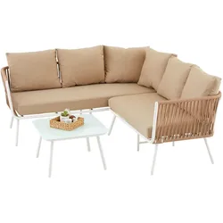 GARTENLOUNGE JAKARTA 3er Set beige, weiß
