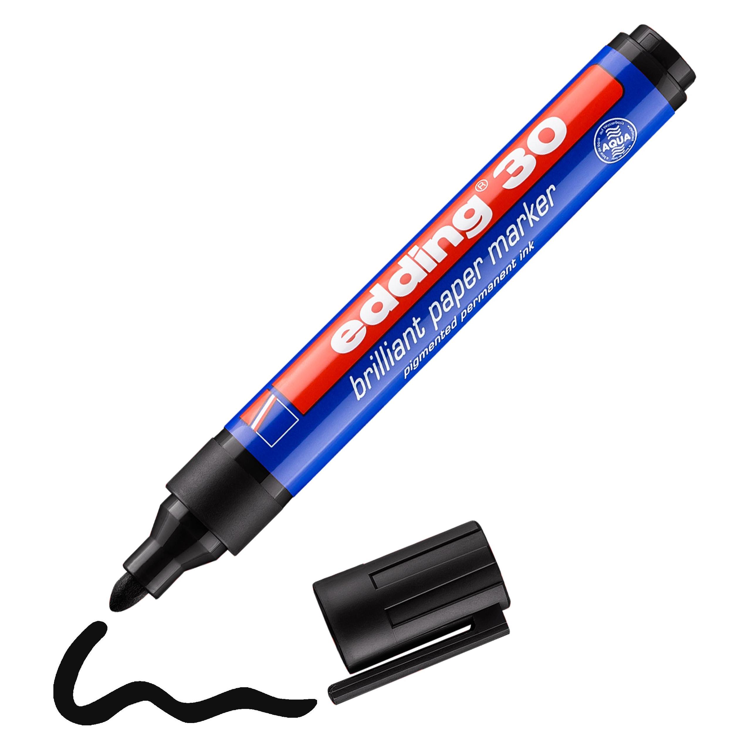 Edding 30 Brilliant Paper Marker Black (10) (10x) (4-30001)