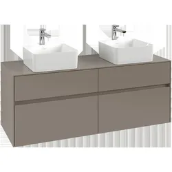 Villeroy & Boch Collaro Waschbeckenunterschrank, für 2 Waschbecken, 1400x548x500mm, C04800VM, Farbe: Front/Korpus: Taupe, Griff: Taupe