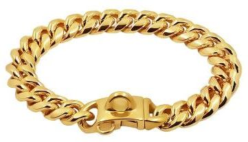 Uplift Picks Luxury Metal Dog Collar Stainless Steel Cuban Link Chain Collar For Small Medium And Large Dogs gold 61cm(24inch)
