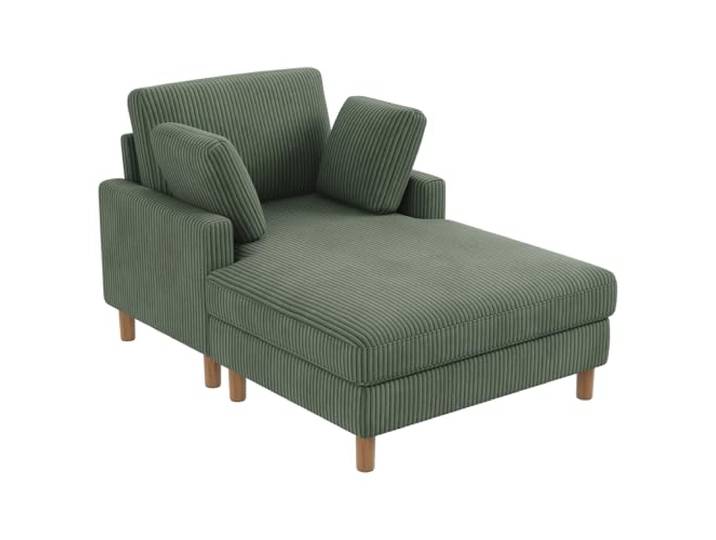 Vesgantti Cord Schlafsofa, Sofa Bett mit 2 Kissen, Relaxsessel, Schlafsessel für Wohnzimmer, Schlafzimmer, Büro, Werkzeuglose Montage, 148 * 104 * 92cm (Grün)