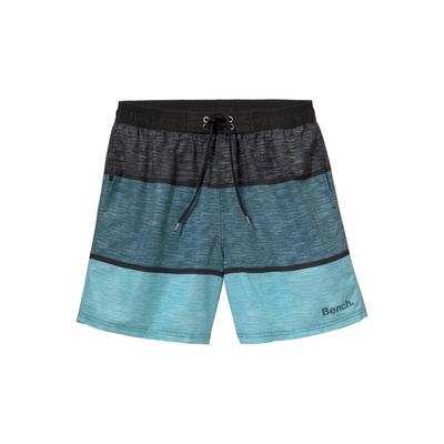 Badeshorts BENCH. "Mac Kids", Kinder, Gr. 146/152, N-Gr, schwarz (schwarz, blau), Microfaser, Polyester, Badehosen Badeshorts, mit Melangeoptik