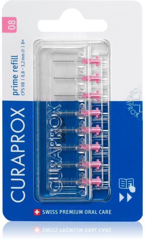 Curaprox Prime Refill blister de brossettes interdentaires de rechange CPS 08 0,8 - 3,2 mm 8 pcs