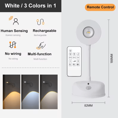 Uplift Curations USB Rechargeable Motion Sensor Wall Light Dimmable LED Picture Spotlight (3 Color Modes) white remote Control 1200mah