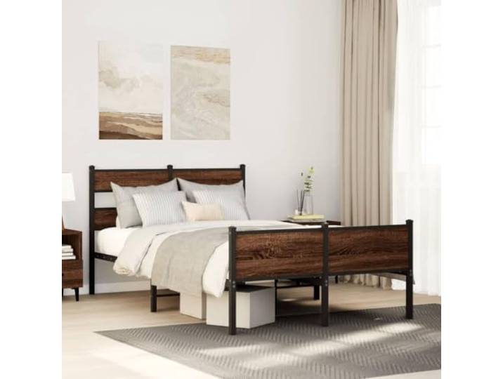 Stahlkonstruktion Stabil Mit Stauraum Klassisch Metallfuß 28.6 Braun Bettgestell ohne Matratze Braun Eiche 120x190 cm Holzwerkstoff mit Metallrahmen Stauraum und Lattenrost Belastbar