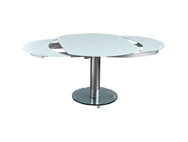 TABLE DE REPAS BENJI VERRE BLANC AVEC ALLONGES AUTOMATIQUE