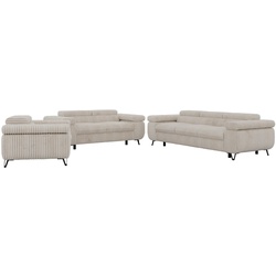 SITZGARNITUR PETER 1+2+3 - Beige Cord
