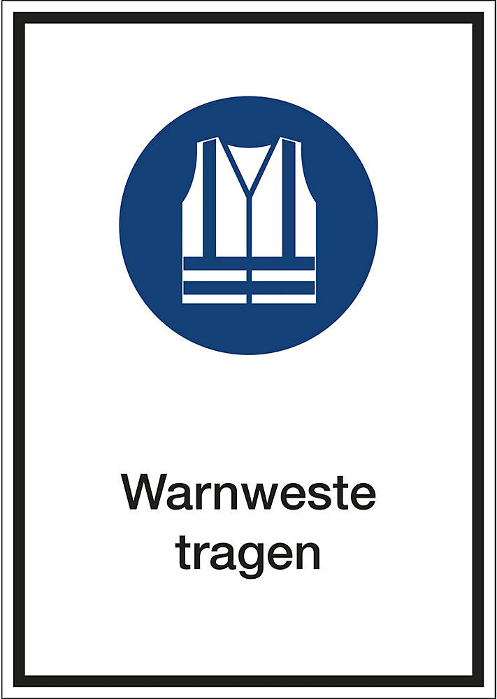 kaiserkraft Kombizusatzschilder für Gebotszeichen, Warnweste tragen, Folie, LxHxT 210 x 297 x 0.1 mm