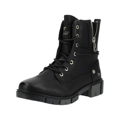 Schnürstiefelette MUSTANG SHOES "Mustang Shoes Stiefelette Lederimitat", Damen, Gr. 37, schwarz, Lederimitat, Schuhe Schnürstiefelette
