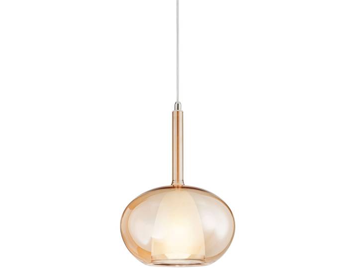 Designer-Pendellampe Giberti Luce Carina Glas amber B: 22 cm, E27 - Designer-Pendellampe