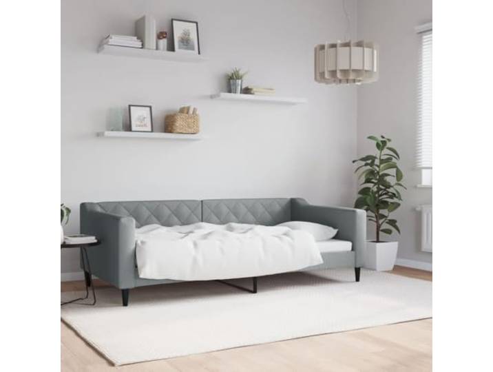 RJPLMFV Ruhebett, Hellgrau, 90 x 190 cm, Stoff, ohne Matratze Schlafsofa, 2-in-1, Rahmen aus Metall, Massivholz, modernes Design für Gäste