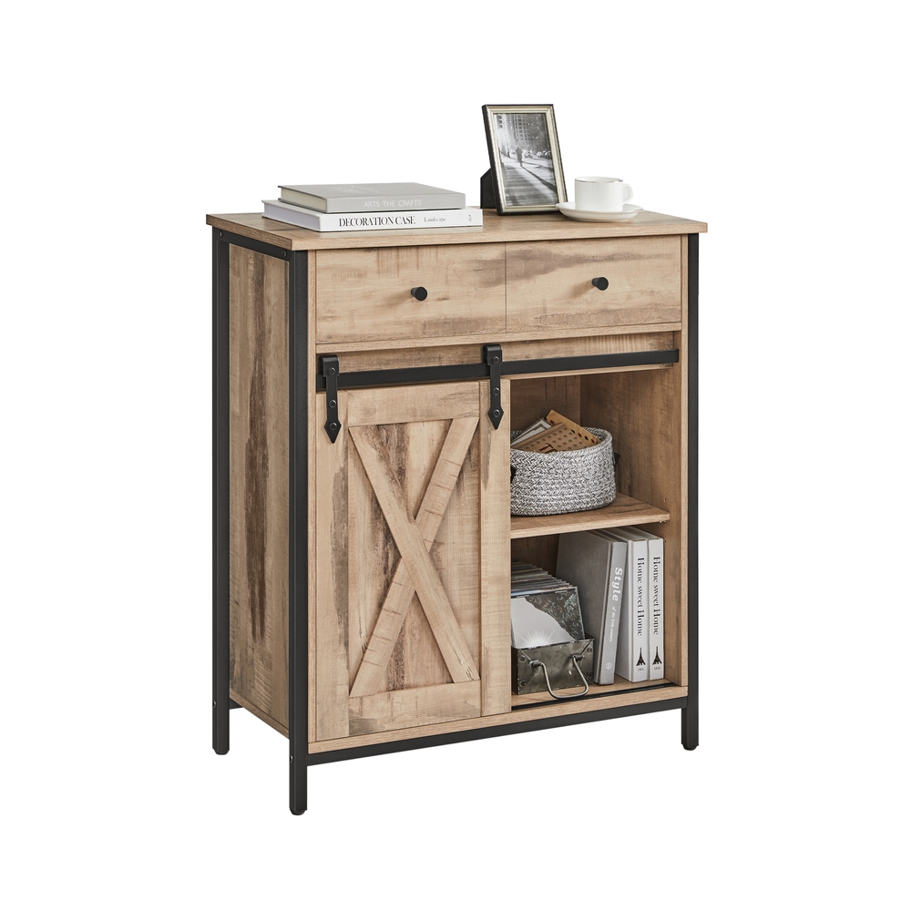 VASAGLE Küchenschrank mit Schiebetür 30 x 70 x 80 cm Landhausstil LSC100B50