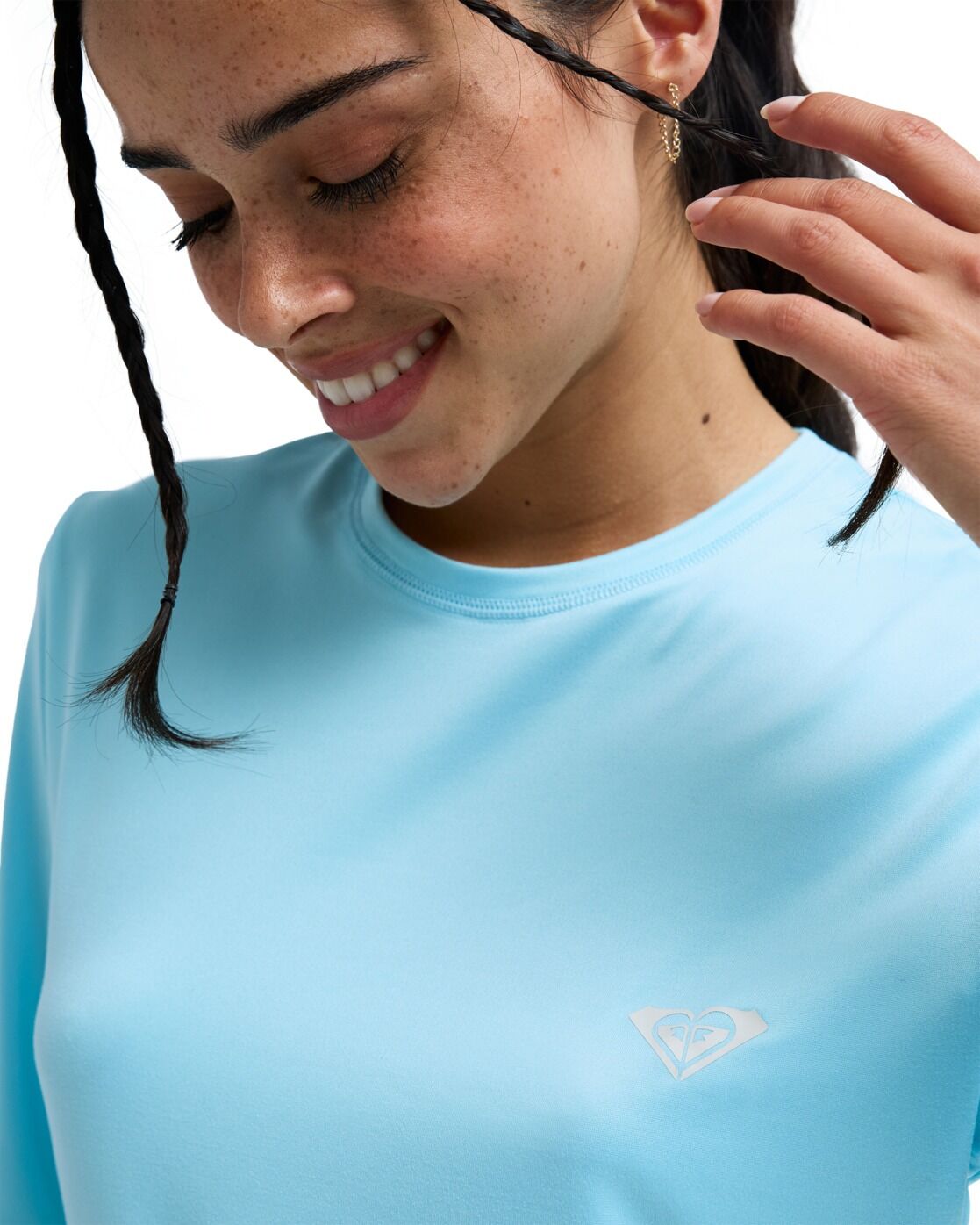 Badeanzug ROXY "Happy Waves", Damen, Gr. M, blau (tanager turquoise), Polyester, Badeanzüge Badeanzug
