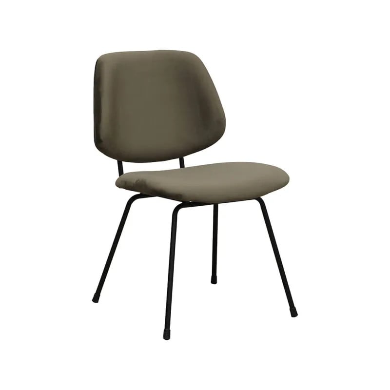 Label51 Eetkamerstoel Bello Hunter - Zwart Velvet met Zwart Metalen Frame