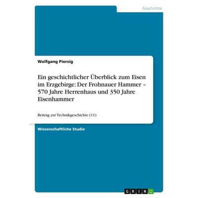 Ein geschichtlicher Überblick zum Eisen im Erzgebirge: Der Frohnauer Hammer - 570 Jahre Herrenhaus und 350 Jahre Eisenhammer, Taschenbuch von Wolfgang