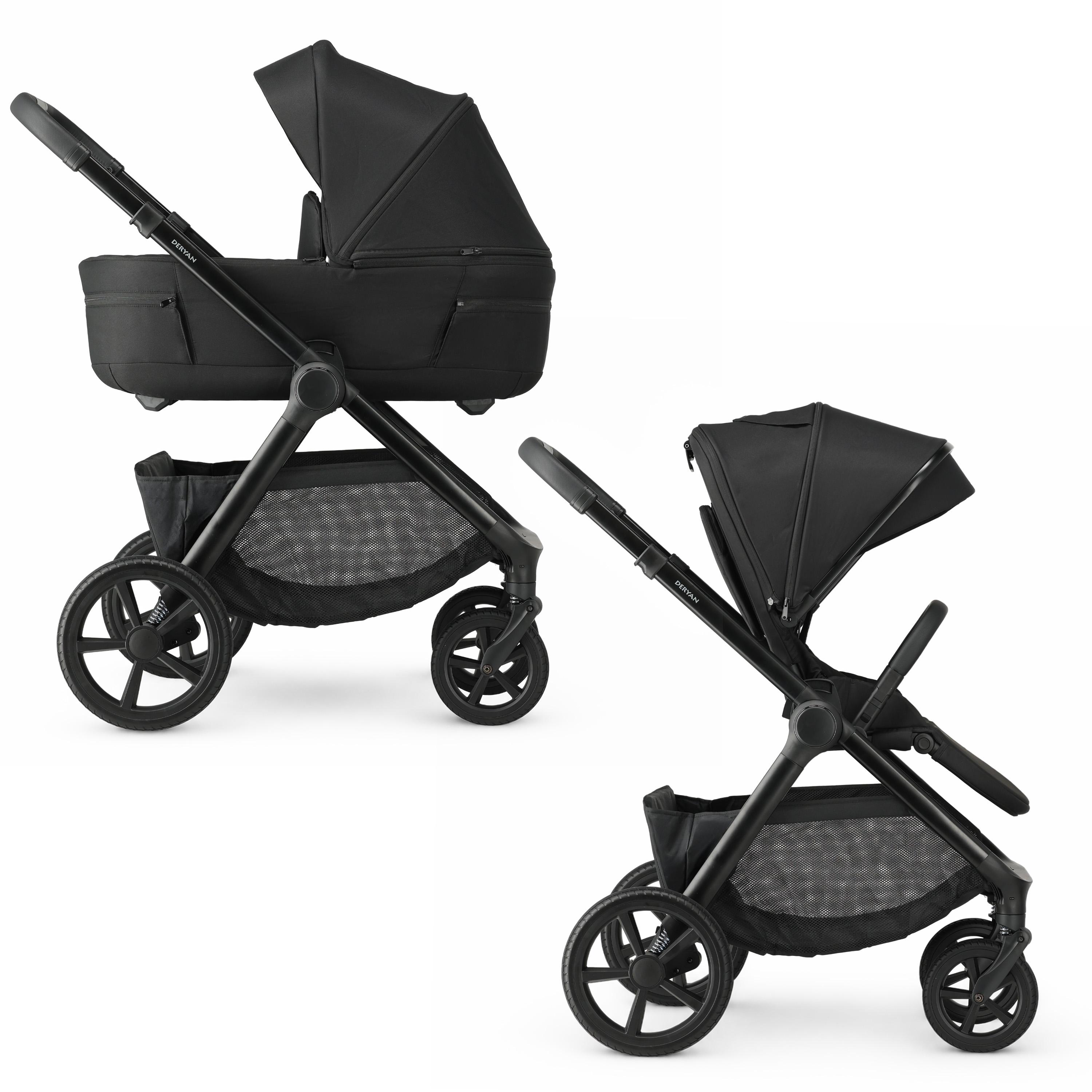 Deryan Otis Kinderwagen 2-in-1 - Mit Babywanne und Sportsitz - Schwarz