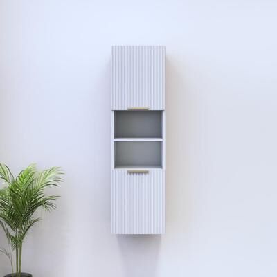 Meble Furniture Madera 05 Wall-Mounted Matte Bookcase 13.6W x 13.8D x 47.2H Inches European Modern Design