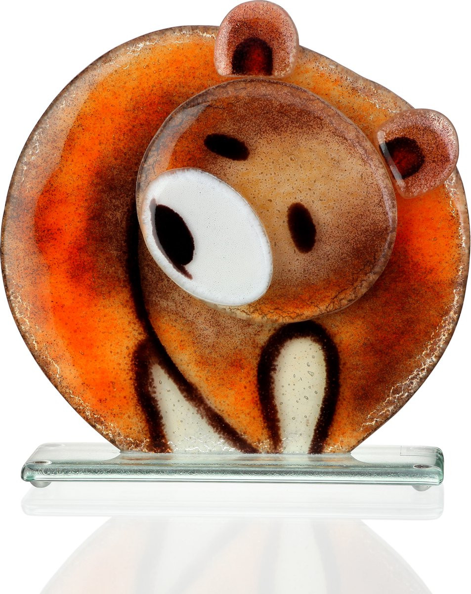 Loranto Glazen Beer Sculptuur - Glasobject voor op tafel - Hoogte: 19 cm
