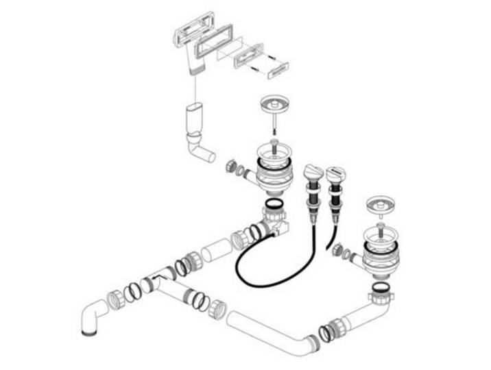 Blanco Einbauspüle Blanco Ablaufgarnitur 2 x 3,5'' Ablauffernbedienung C-overflow®