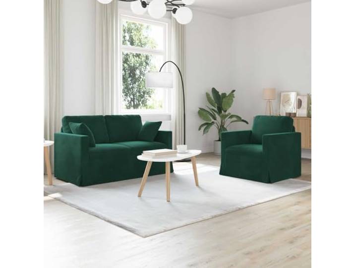 KGHERMDF Modulares Sofa Set 2 STK. Dunkelgrün Samt mit Metallrahmen Schaumstoffkissen, schwarzer Rahmen, vielseitig umstellbar, pflegeleichte Oberfläche, für Wohn- und Schlafzimmer