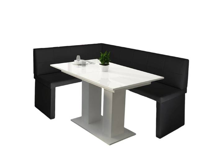 Fun Möbel Eckbankgruppe Eckbankgruppe „Robin“ in Kunstleder 168x128cm mit Tisch „Dante weiß“, ausziehbarer Tisch