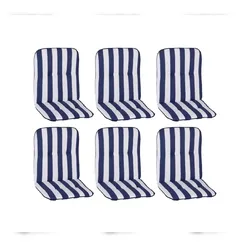 beo 6er Set - Paspelauflage Niedriglehner Elista weiß / blau / gestreift