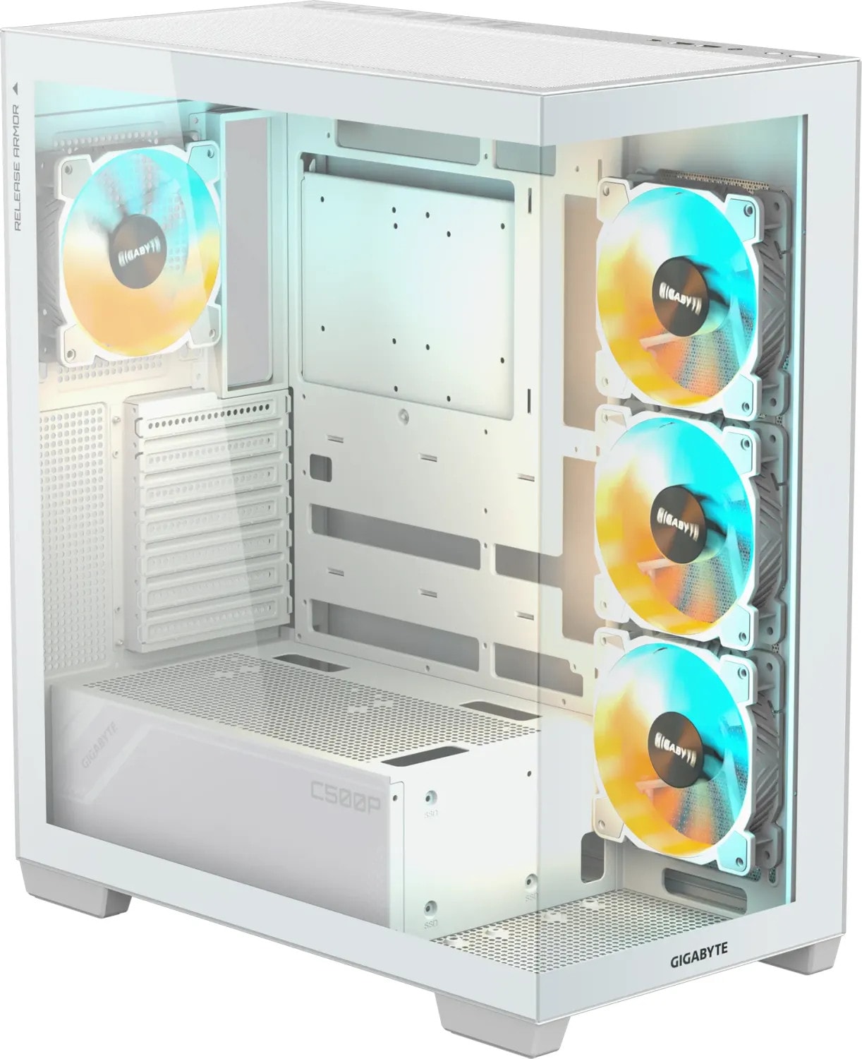 Gigabyte AORUS C500 Panoramic Stealth Midi Tower Gaming Gehäuse mit Glasseitenfenster GB-C500PI ST